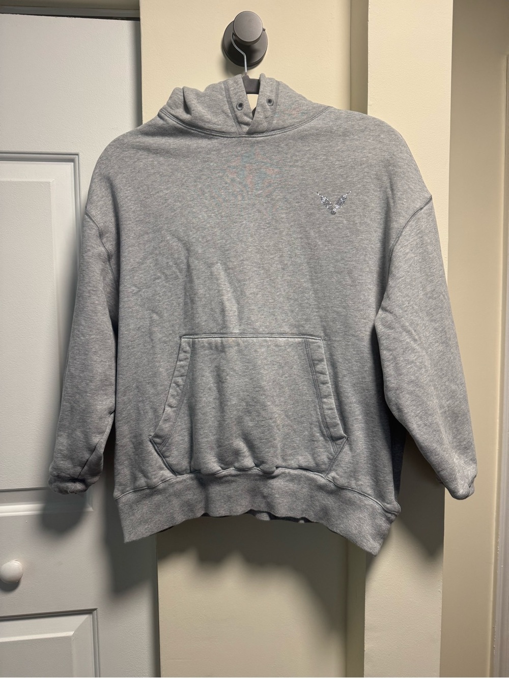 Victoria's Secret Light Gray Hooded Sweatshirt with Pink Label - oversized